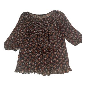 🌸 Black Floral Babydoll Dress with Ruffle Hem - Size S